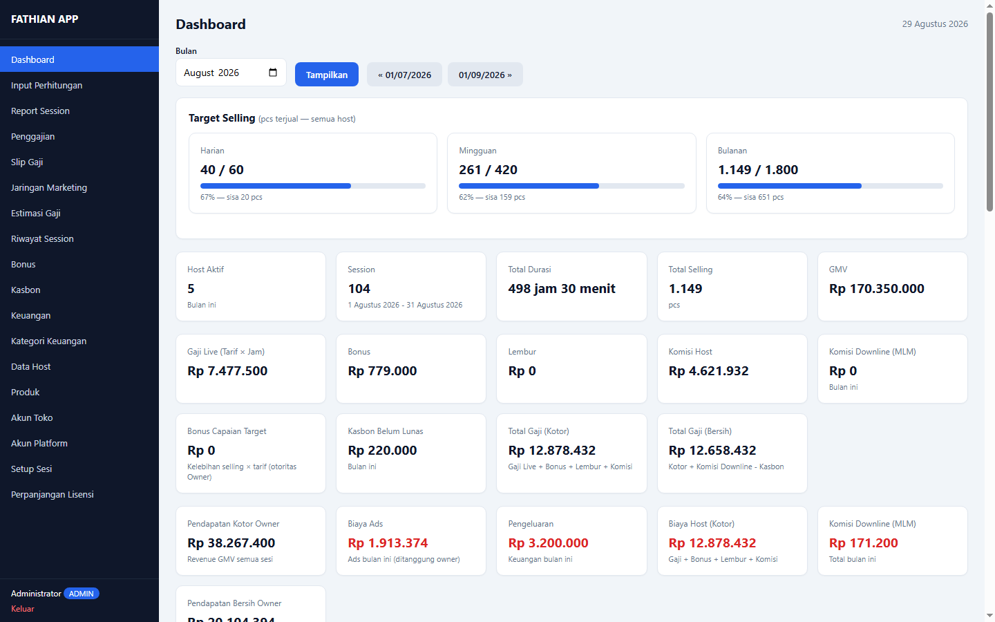 Host Affiliate System